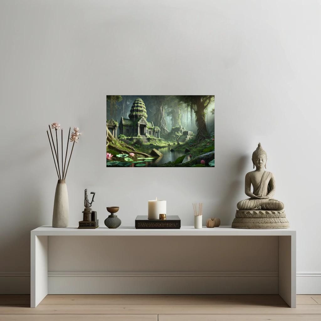 ancient-temple-ruins-mysterious-jungle-lotus-flowers-wall-art-acrylic-print-peaceful-spiritual