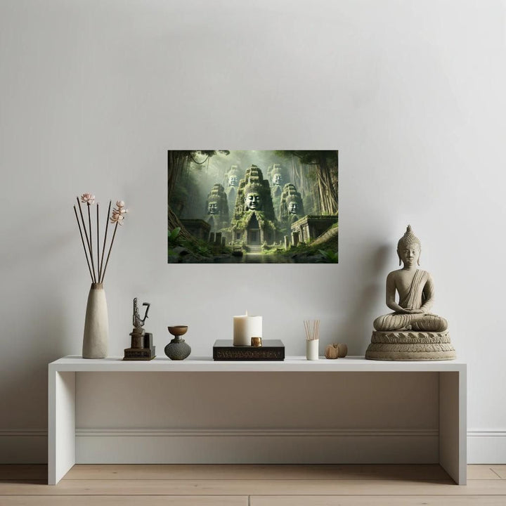 ancient-temple-ruins-mysterious-jungle-lotus-flowers-wall-art-acrylic-print-peaceful-spiritua