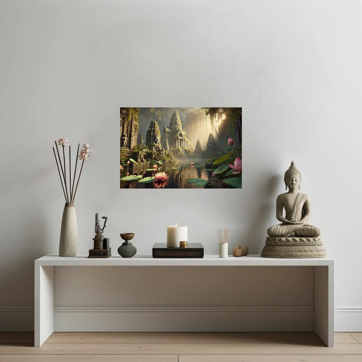 ancient-temple-ruins-mysterious-jungle-lotus-flowers-wall-art-acrylic-print-peaceful-spiritua-buddhist