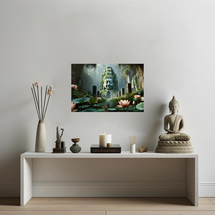 buddha-face-mysterious-jungle-lotus-flowers-wall-art-acrylic-print-peaceful-spiritual_