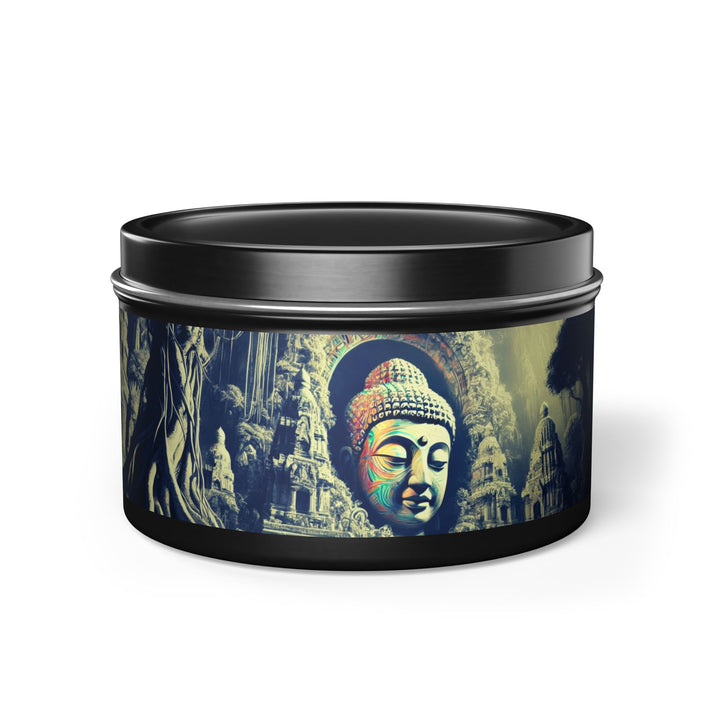 Harmony Tin Candle in an 8oz tin, available in black, with natural coconut soy wax and a lead and zinc-free cotton wick.