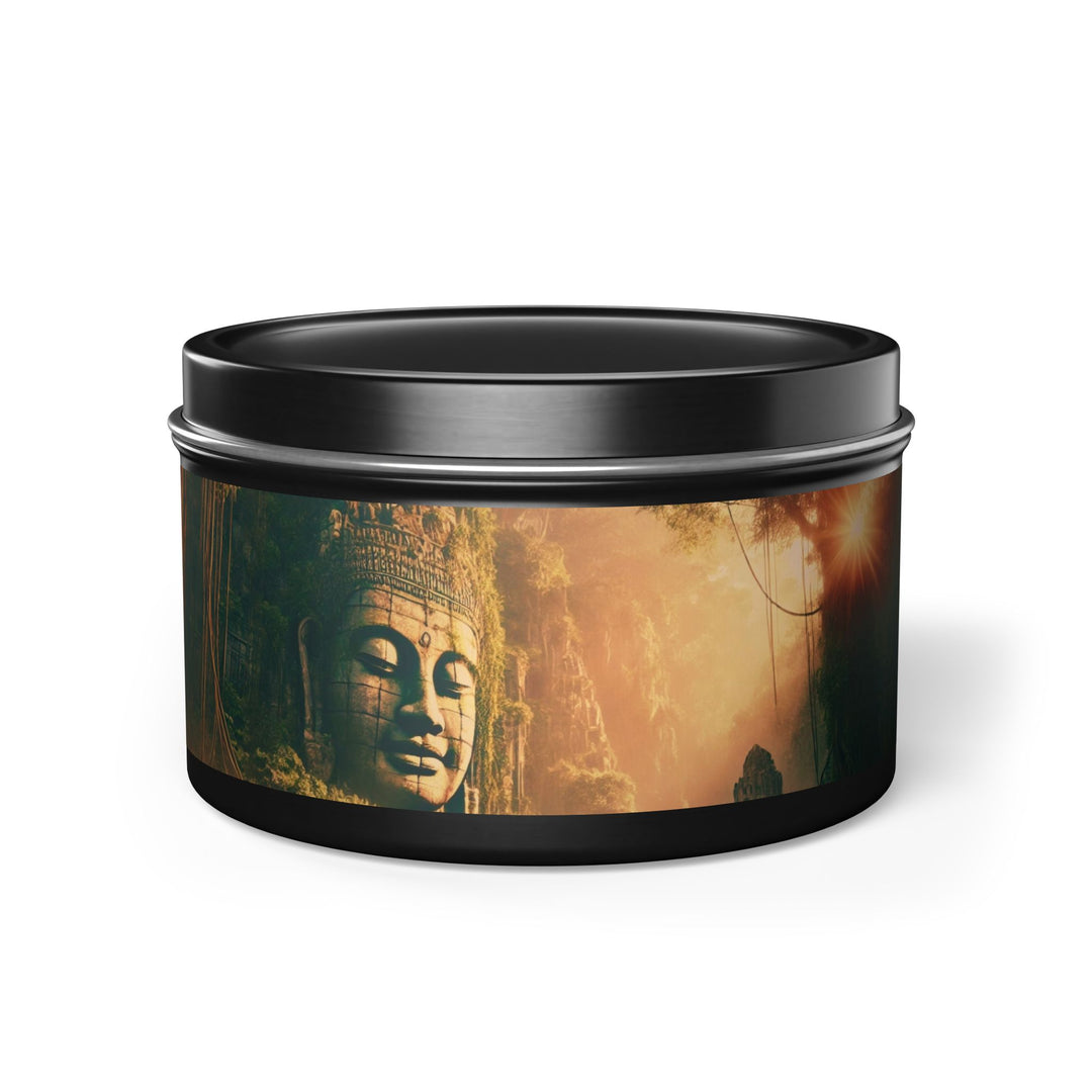 Harmony Tin Candle in an 8oz tin, available in black, with natural coconut soy wax and a lead and zinc-free cotton wick.