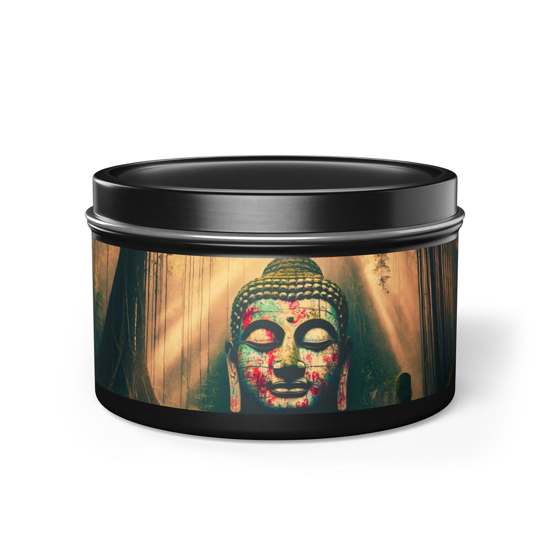 Harmony Tin Candle in an 8oz tin, available in black, with natural coconut soy wax and a lead and zinc-free cotton wick.