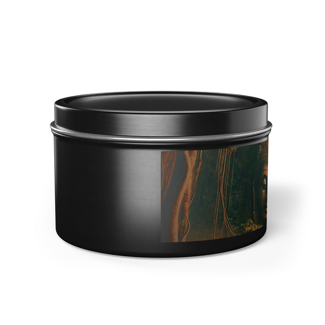 Harmony Tin Candle in an 8oz tin, available in black, with natural coconut soy wax and a lead and zinc-free cotton wick.