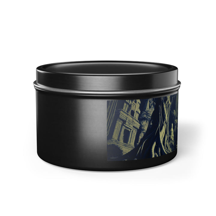 Harmony Tin Candle in an 8oz tin, available in black, with natural coconut soy wax and a lead and zinc-free cotton wick.