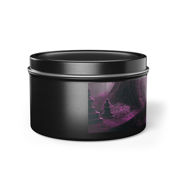 Harmony Tin Candle in an 8oz tin, available in black, with natural coconut soy wax and a lead and zinc-free cotton wick.