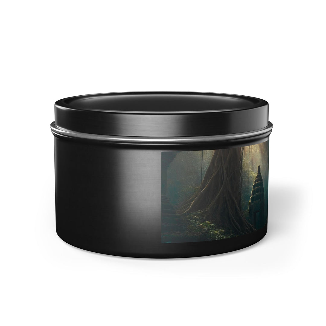 Harmony Tin Candle in an 8oz tin, available in black, with natural coconut soy wax and a lead and zinc-free cotton wick.