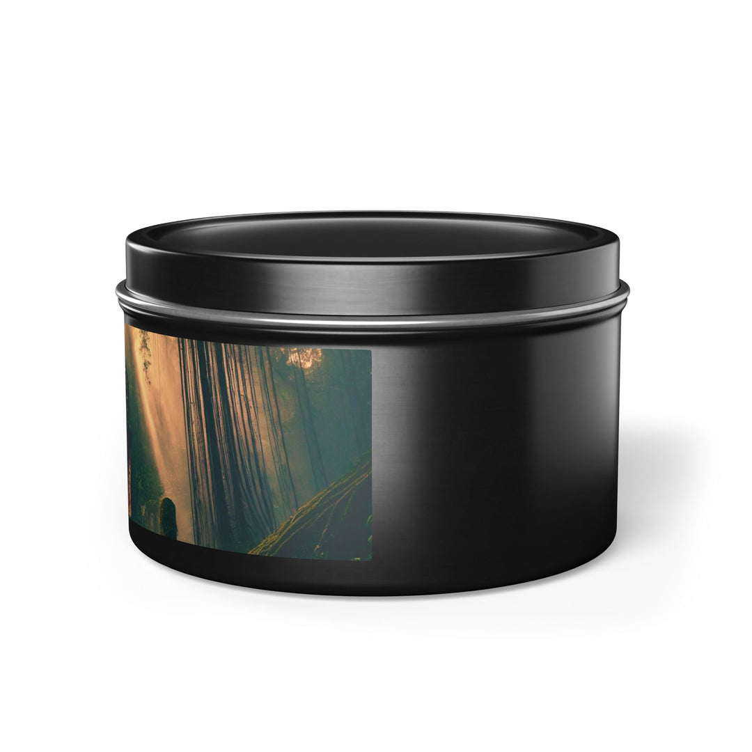 Harmony Tin Candle in an 8oz tin, available in black, with natural coconut soy wax and a lead and zinc-free cotton wick.