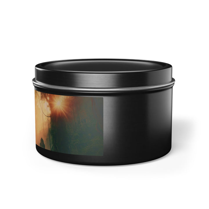 Harmony Tin Candle in an 8oz tin, available in black, with natural coconut soy wax and a lead and zinc-free cotton wick.