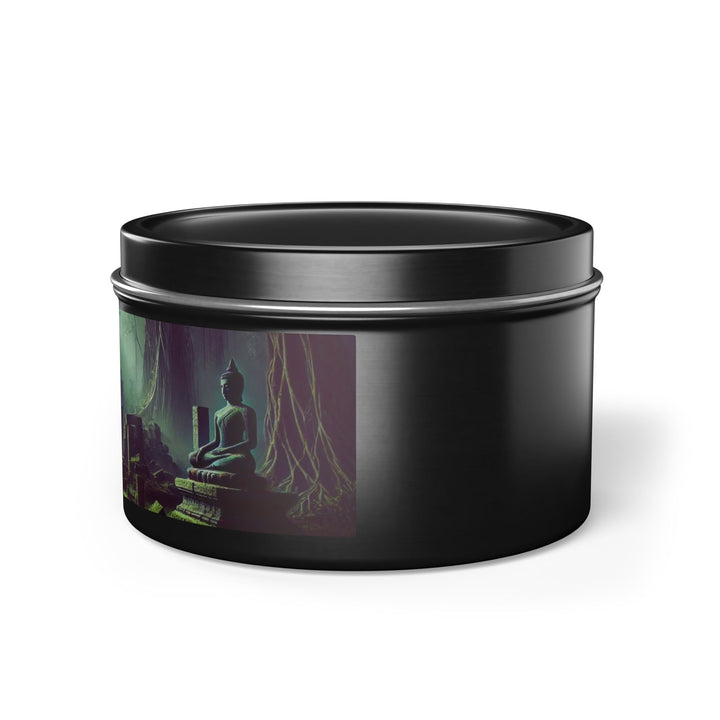 Harmony Tin Candle in an 8oz tin, available in black, with natural coconut soy wax and a lead and zinc-free cotton wick.