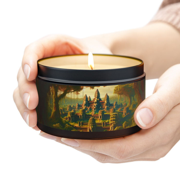 Harmony Tin Candle in an 8oz tin, available in black, with natural coconut soy wax and a lead and zinc-free cotton wick.