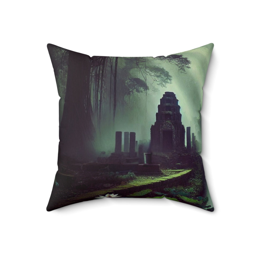 Sacred Lotus Pillow featuring a calming lotus design, perfect for adding elegance and serenity to your home decor.