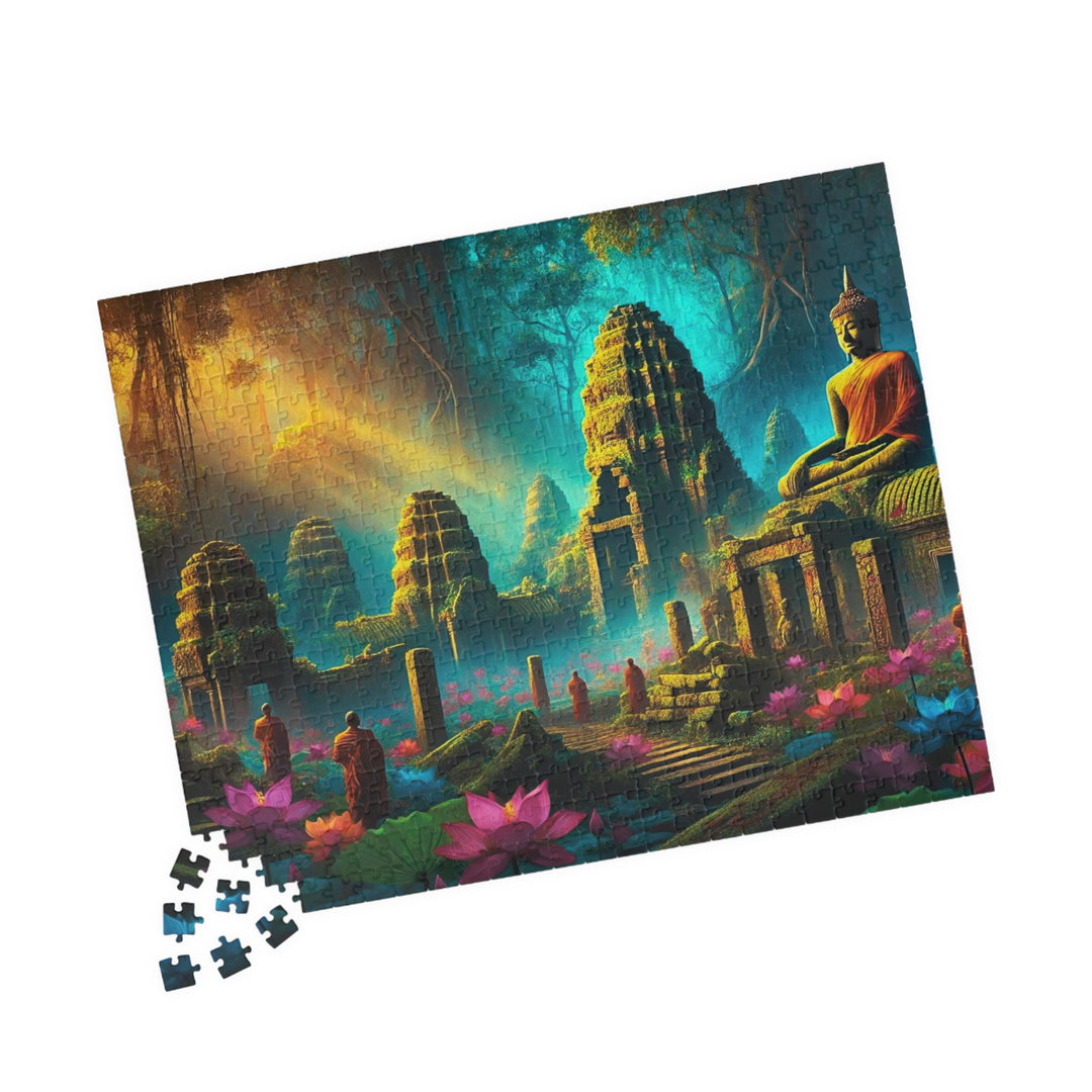 Sacred Lotus Puzzle, 520 pieces, featuring an intricate lotus design for a mindful and relaxing experience.