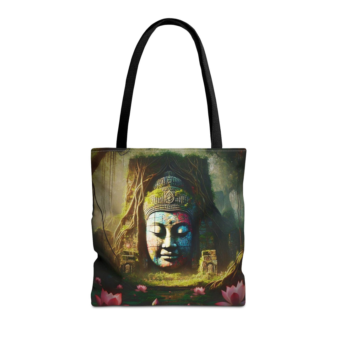 Sacred Lotus Tote Bag featuring intricate lotus designs, perfect for adding elegance and serenity to your daily routine.