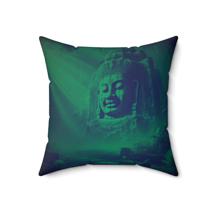 Sacred Rest Square Pillow by Zen Lotus Boutique, made with 100% spun polyester, featuring double-sided prints and a concealed zipper for a seamless look.