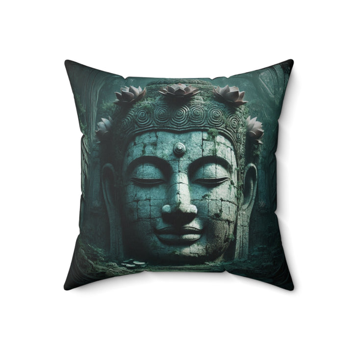 Sacred Rest Square Pillow by Zen Lotus Boutique, made with 100% spun polyester, featuring double-sided prints and a concealed zipper for a seamless look.