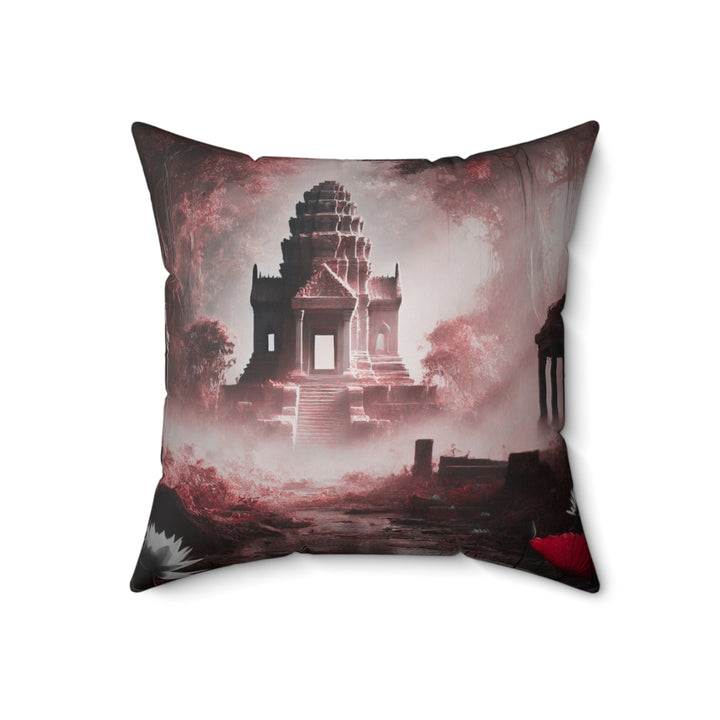 Sacred Rest Square Pillow by Zen Lotus Boutique, made with 100% spun polyester, featuring double-sided prints and a concealed zipper for a seamless look.