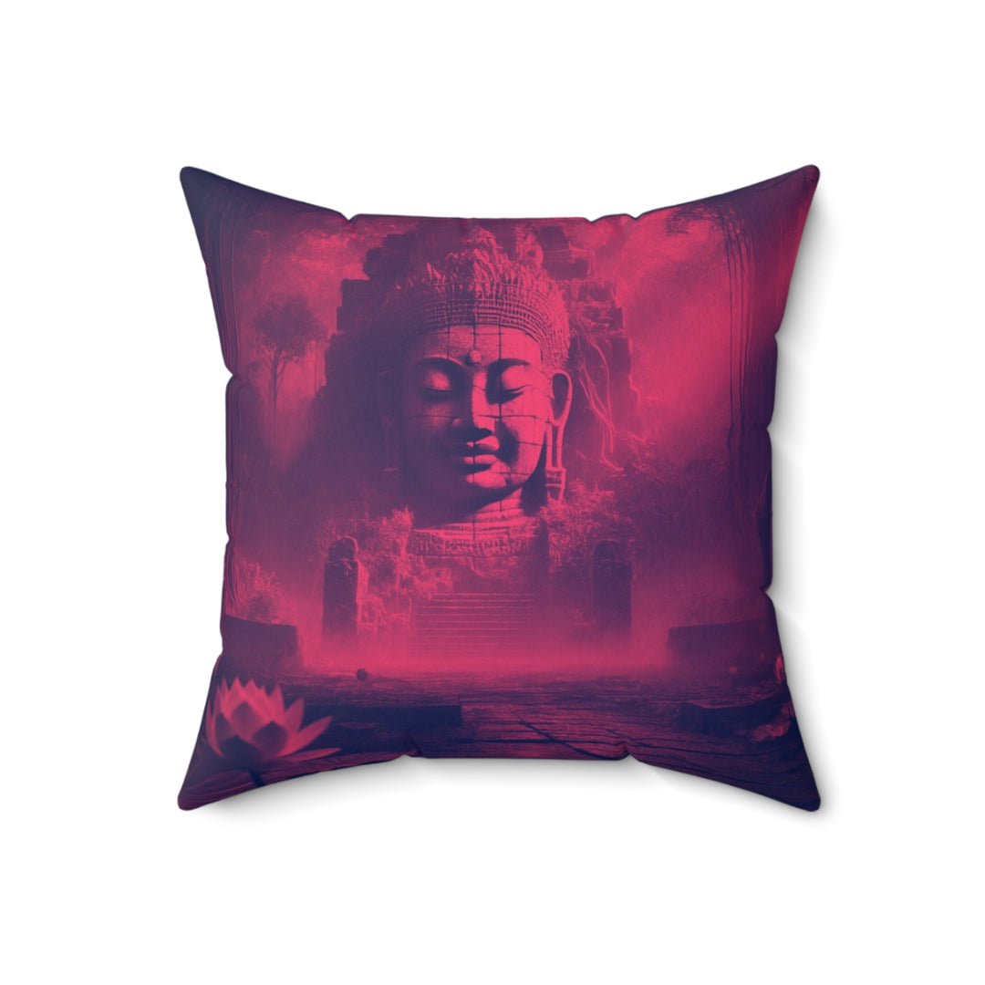 Sacred Rest Square Pillow by Zen Lotus Boutique, made with 100% spun polyester, featuring double-sided prints and a concealed zipper for a seamless look.