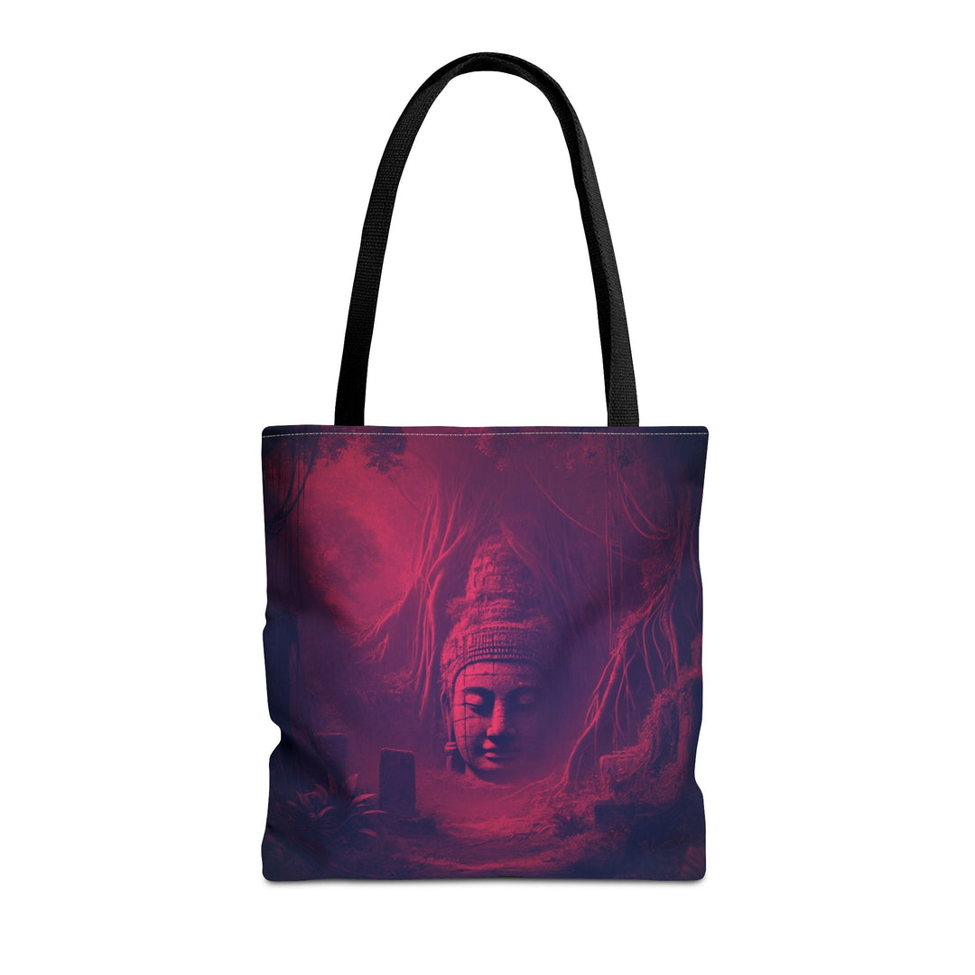 Sacred Symbols Tote Bag featuring intricate spiritual designs, perfect for adding serenity and style to your look.