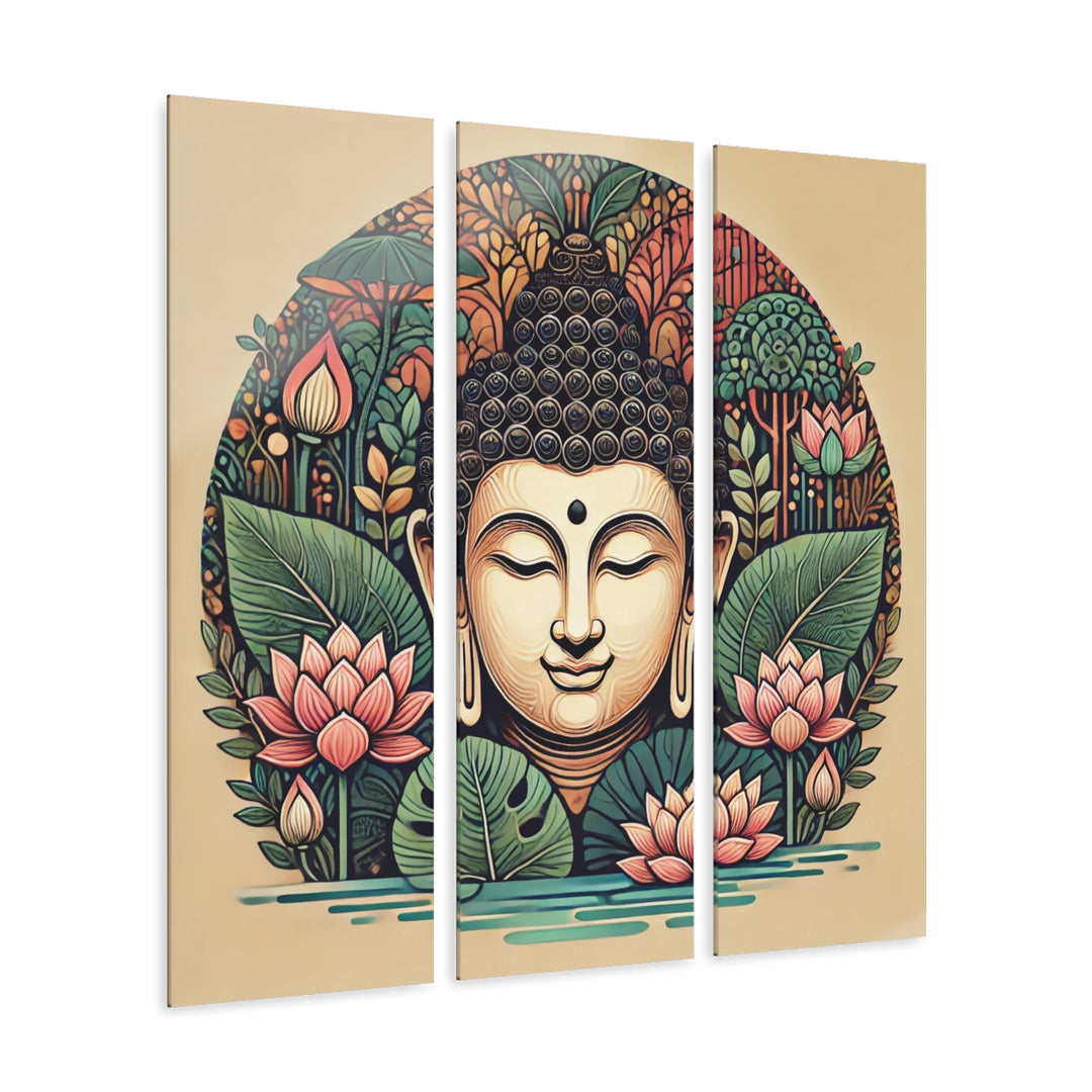 Sacred Symbols Triptych Wall Art Acrylic Print featuring three panels, ideal for adding spiritual beauty and modern elegance to your space.