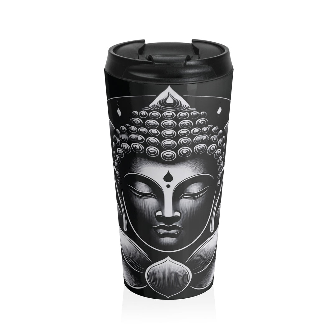 Zen Blessings Stainless Steel Travel Mug 15oz, perfect for keeping drinks at the right temperature and embracing zen blessings on the go.