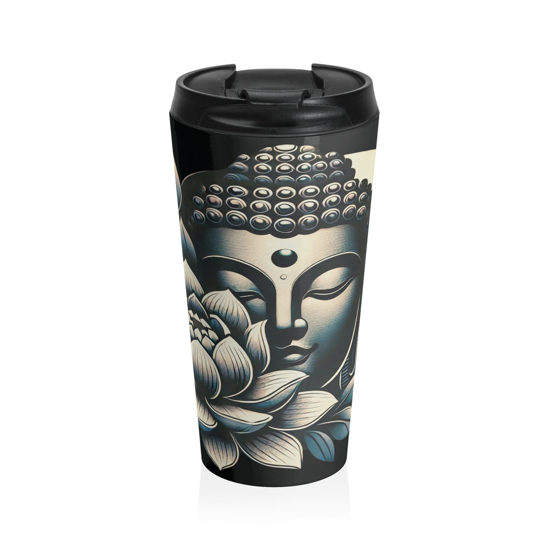 Zen Path Stainless Steel Travel Mug 15oz, designed for tranquility and practicality, perfect for mindful living on the go.